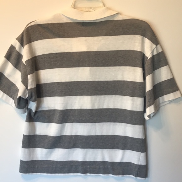 Collared Top with Gray and White Stripes | By Haberdashery  | Size 10 - Picture 5 of 5